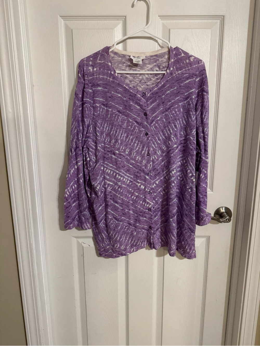 KATE HILL women's sweater cardigan purple white lavender size 3xl